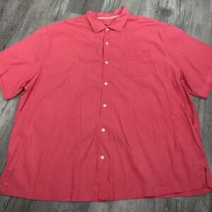 Tommy Bahama Catalina Stretch Twill BT Silk Blend Camp Shirt Men 3XLB Pink Coral